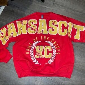 Kansas City arm to arm home of the Chiefs Gildan Red sweatshirt